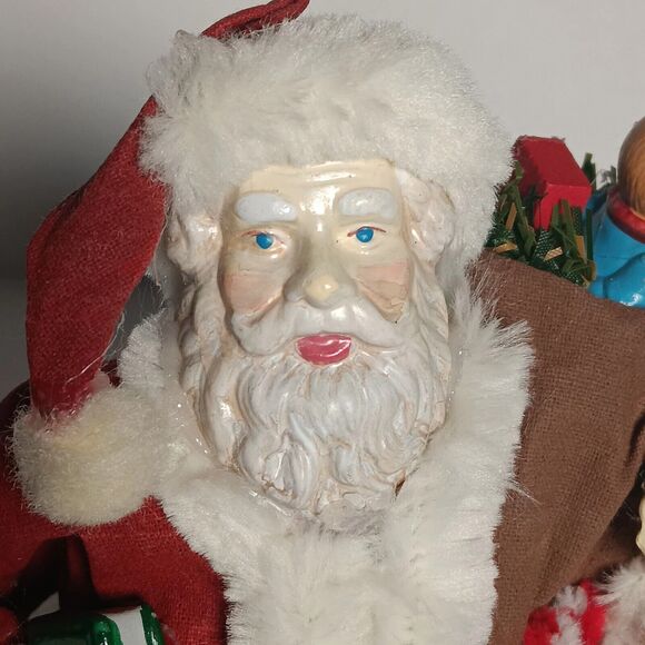 Vintage Santa Claus Paper Mache & Resin Figurine Decore Book Boy of Toys 7.5" - Picture 12 of 13